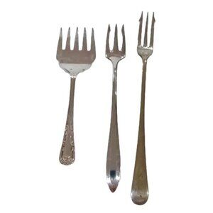 Vintage Silver Plated EPNS Serving Forks Fish Pickle Condiments Lot of 3